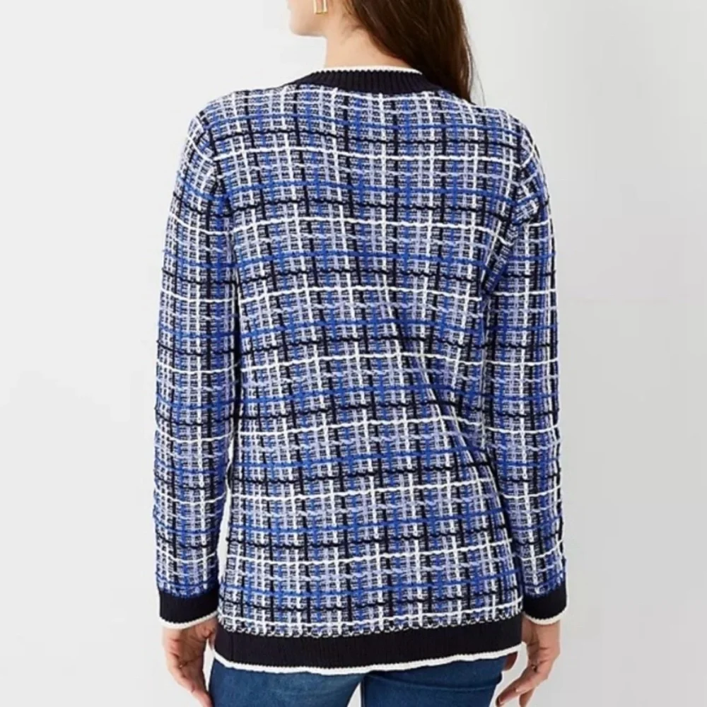 NWT Ann Taylor Tweed Sweater Jacket Cardigan Size XL Cotton Blend - Picture 4 of 9